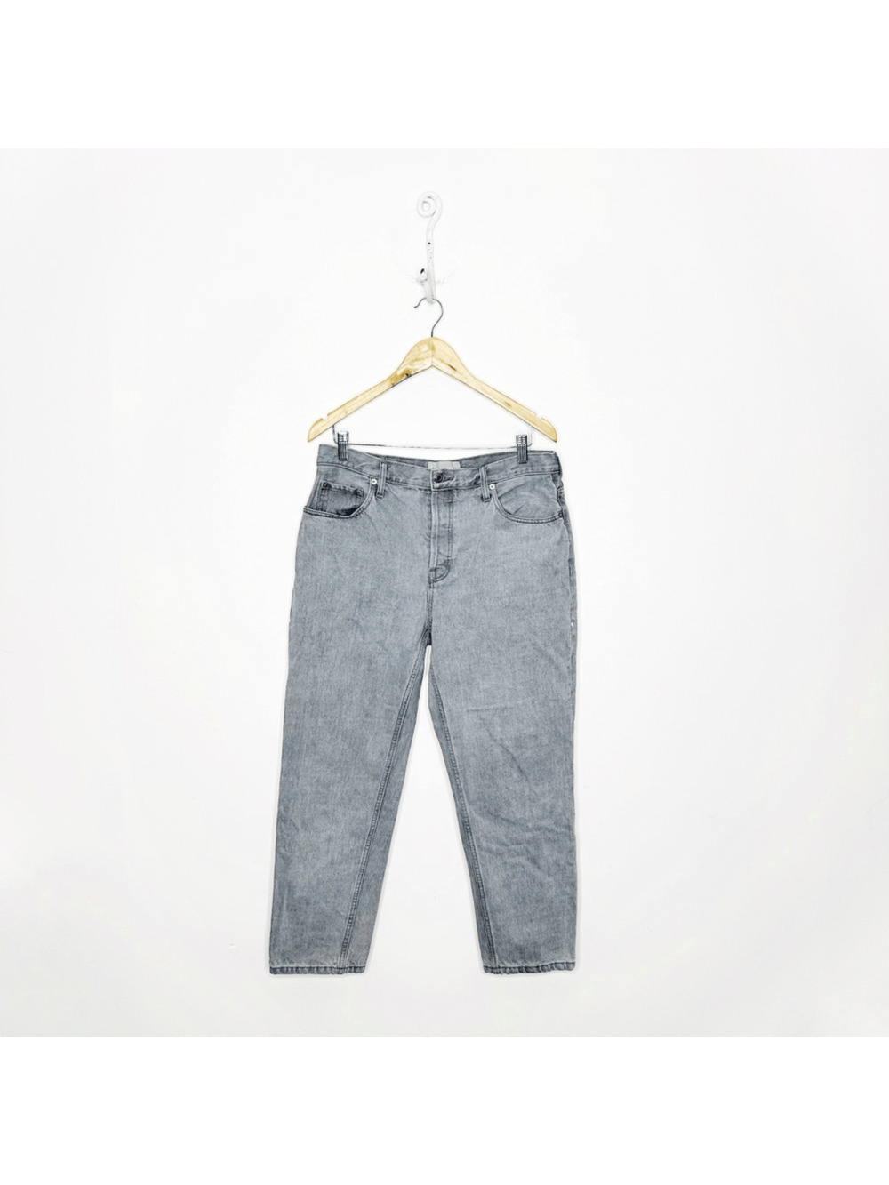 EVERLANE THE 90'S CHEEKY JEAN Gray ORGANIC COTTON high rise womens 30 CROP